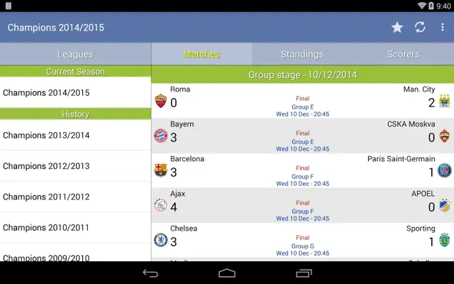 Champions League android App screenshot 2